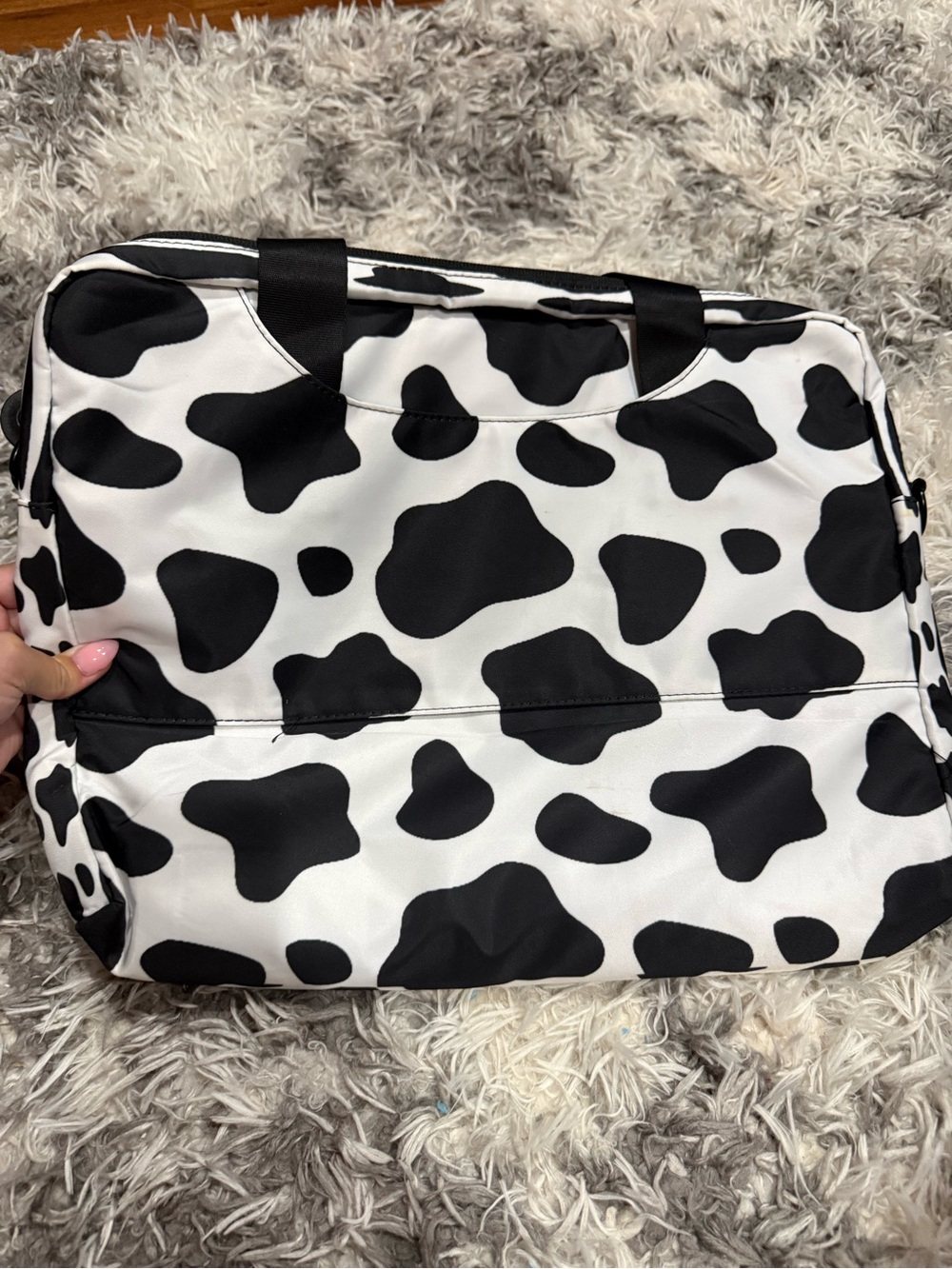 Large Cow Print Computer Case Bag W/ Strap and Storage